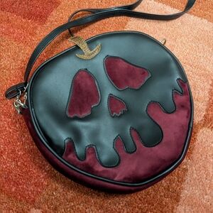 Snow white Poison apple velvet and vinyl cross body bag